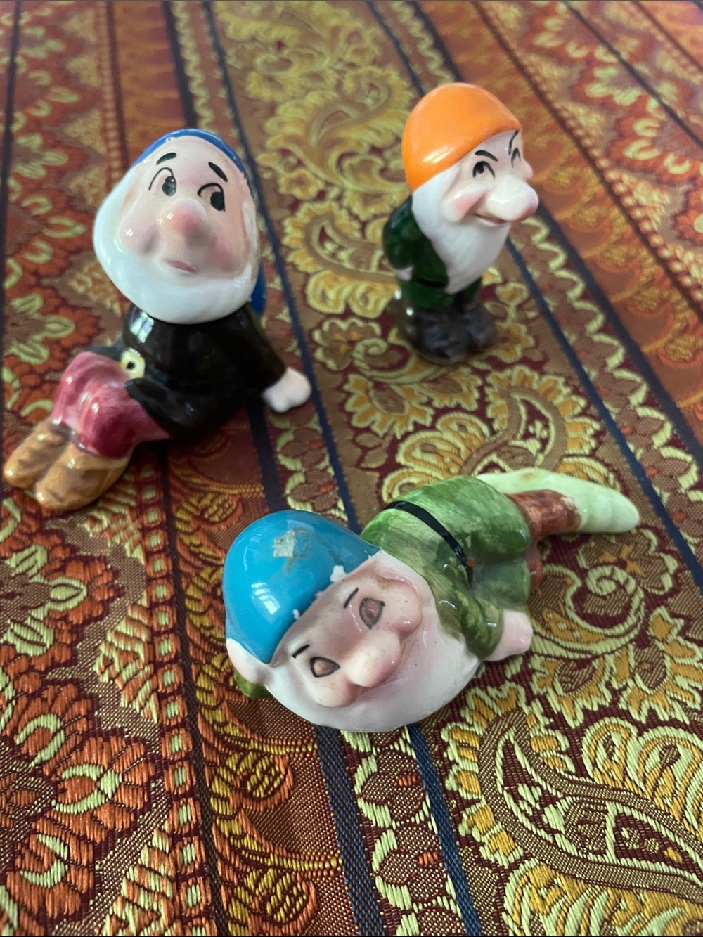 Ceramic Snow White Figurine Trio - Colorful Miniature